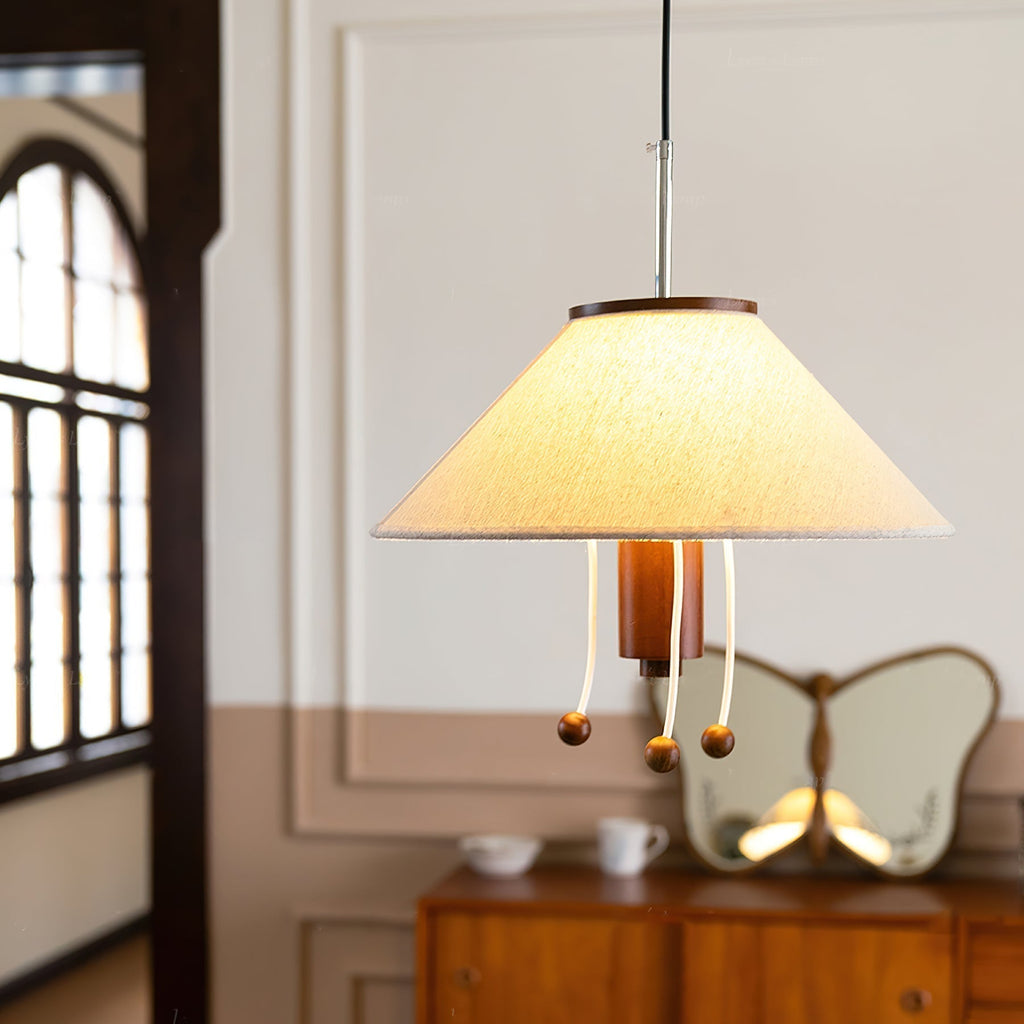 Zathee Nordic Art Classique Bois Tissu Pendentif Lampe - Neutralighting