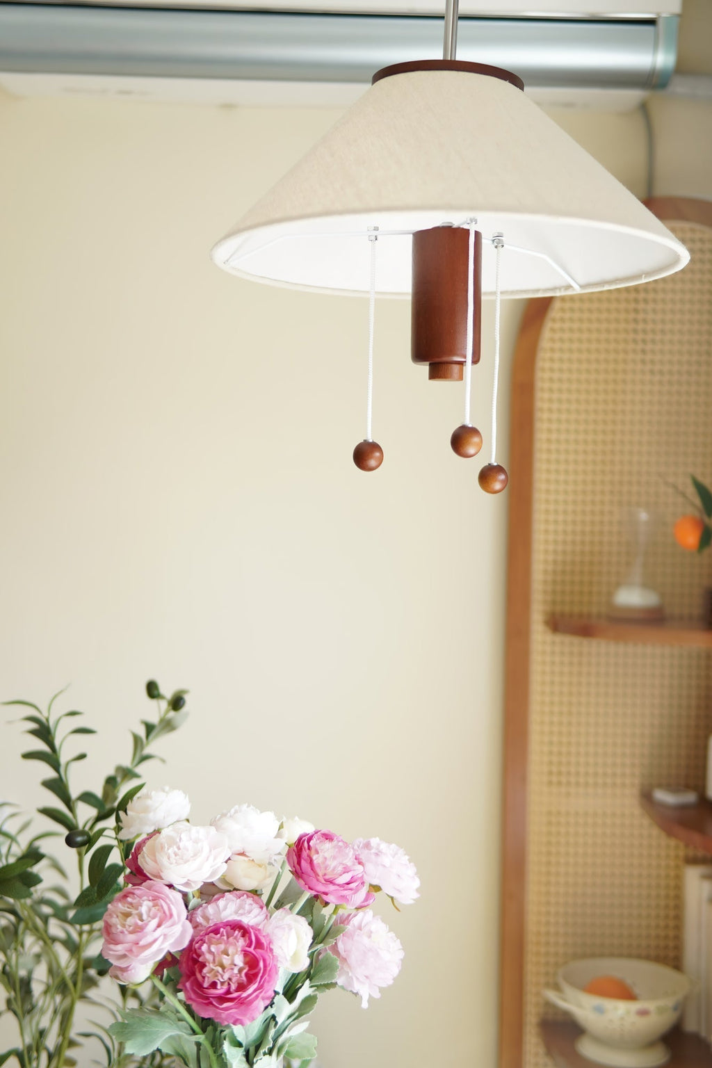Zathee Nordic Art Classique Bois Tissu Pendentif Lampe - Neutralighting
