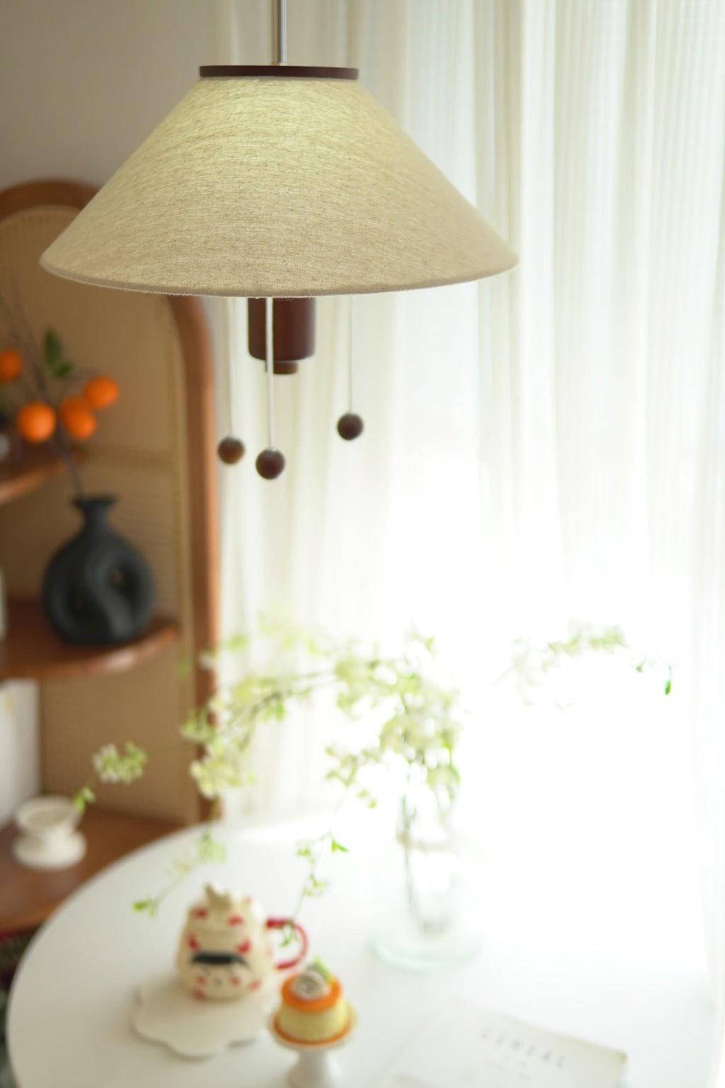 Zathee Nordic Art Classique Bois Tissu Pendentif Lampe - Neutralighting