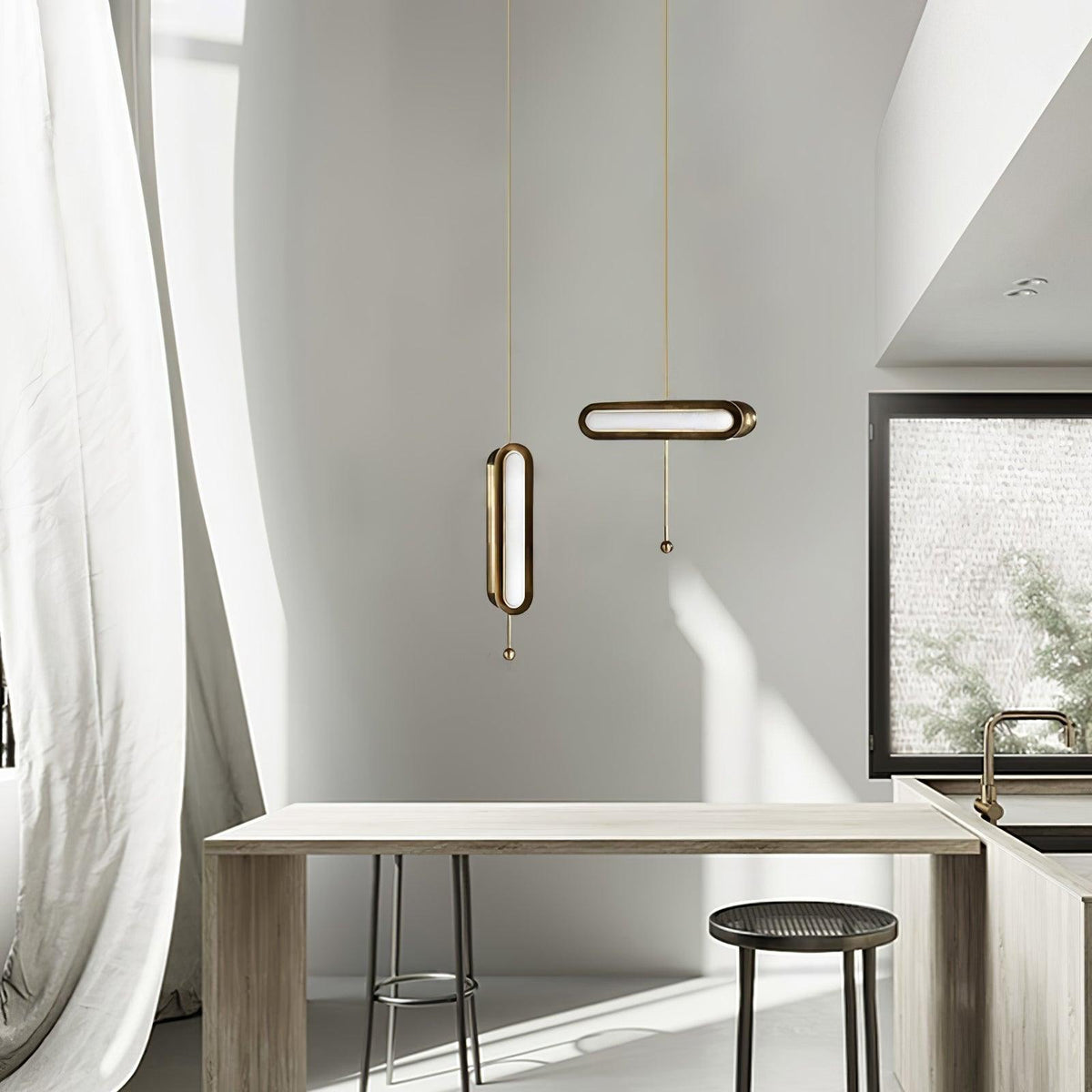 Lyvinaris Suspension linéaire géométrique en laiton - Neutralighting