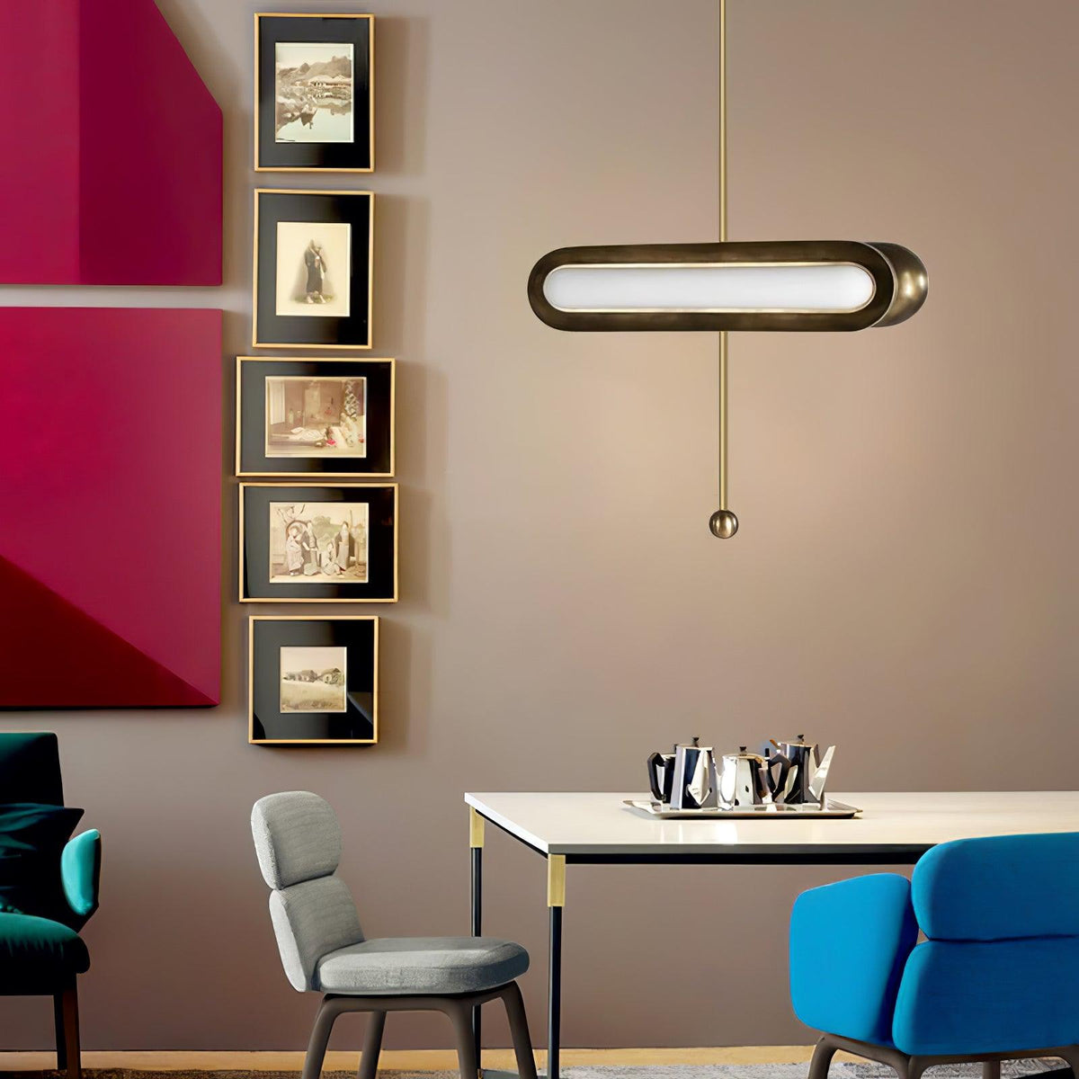 Lyvinaris Suspension linéaire géométrique en laiton - Neutralighting