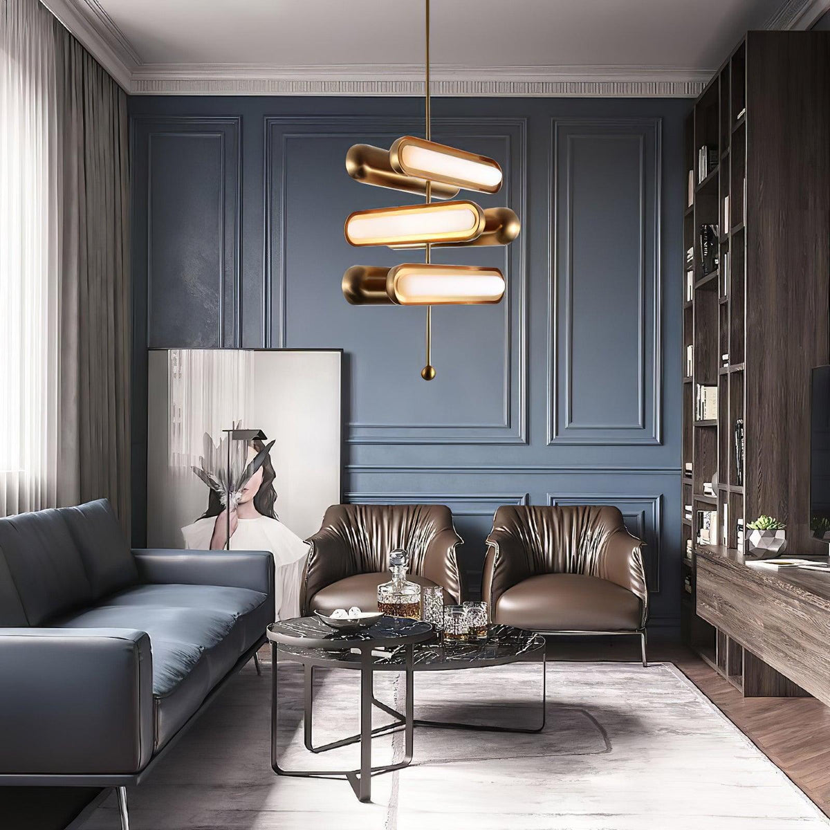 Lyvinaris Suspension linéaire géométrique en laiton - Neutralighting