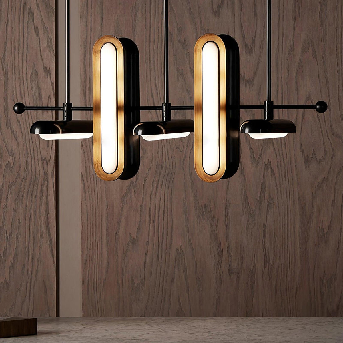 Lyvinaris Suspension linéaire géométrique en laiton - Neutralighting