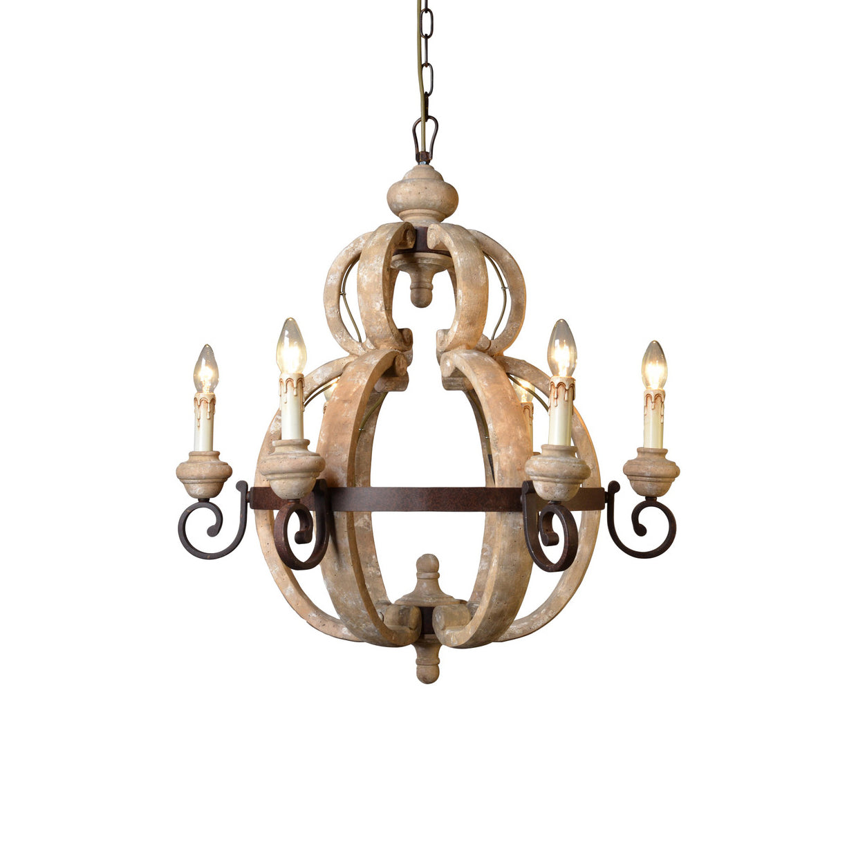 Cumaryra Lustre Traditionnel en Bois et Métal Sculpté à La Main - Neutralighting