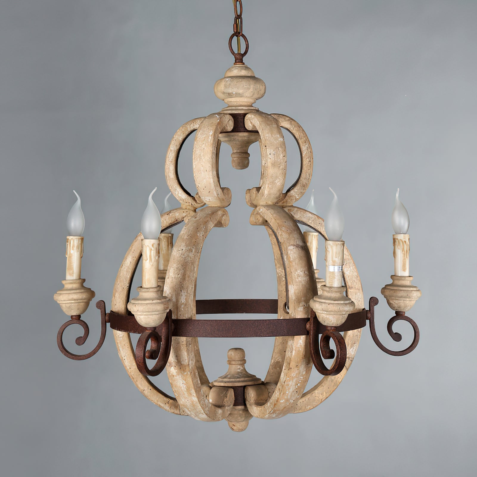 Cumaryra Lustre Traditionnel en Bois et Métal Sculpté à La Main - Neutralighting