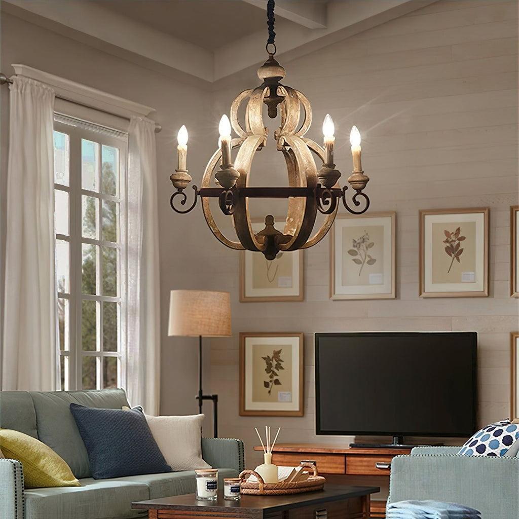 Cumaryra Lustre Traditionnel en Bois et Métal Sculpté à La Main - Neutralighting
