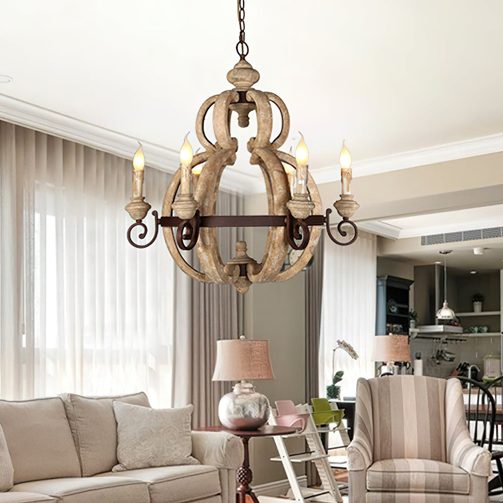 Cumaryra Lustre Traditionnel en Bois et Métal Sculpté à La Main - Neutralighting