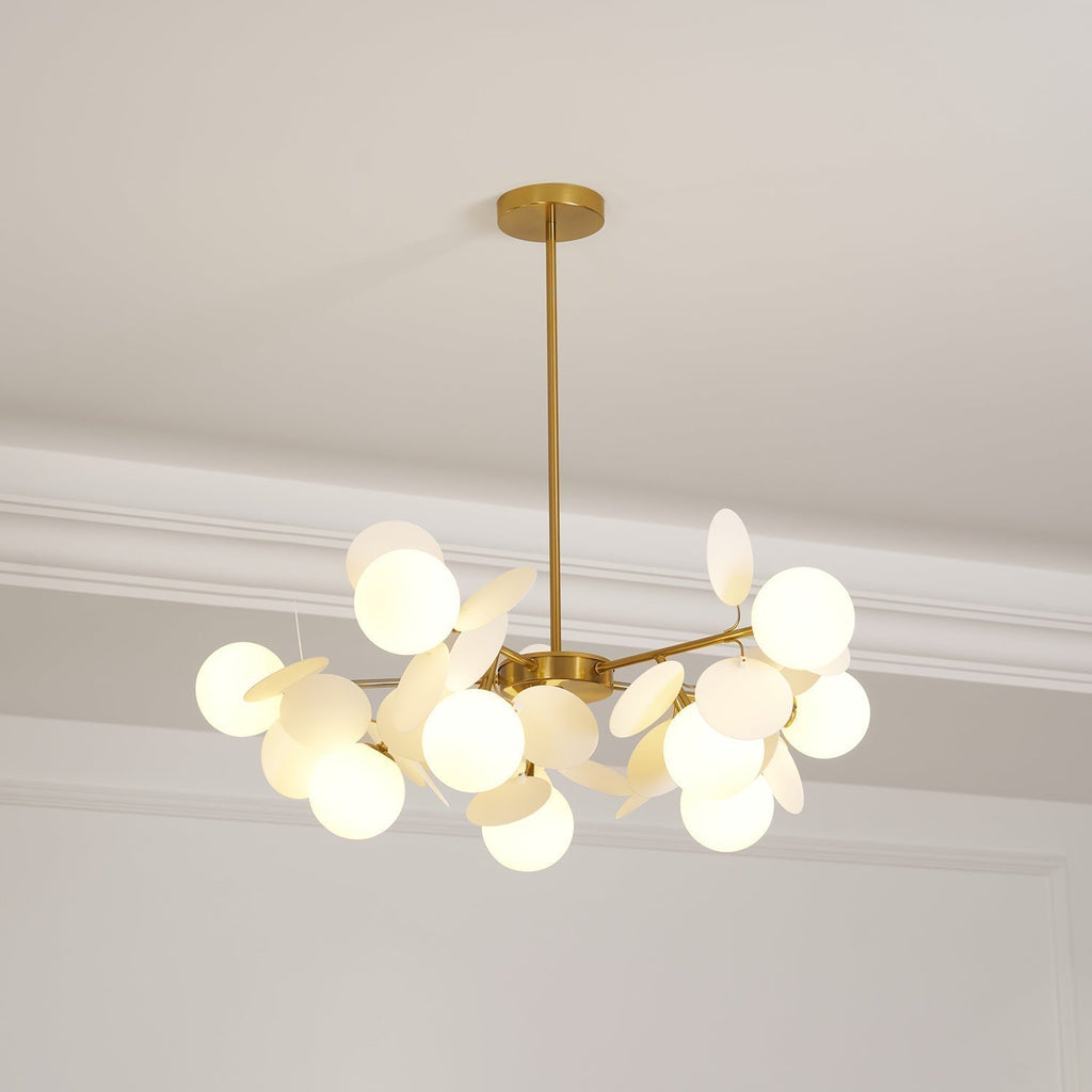 Lustra Chandelier Arbre Blanc Cassé à Huit Abat-jours Ouverts - Neutralighting