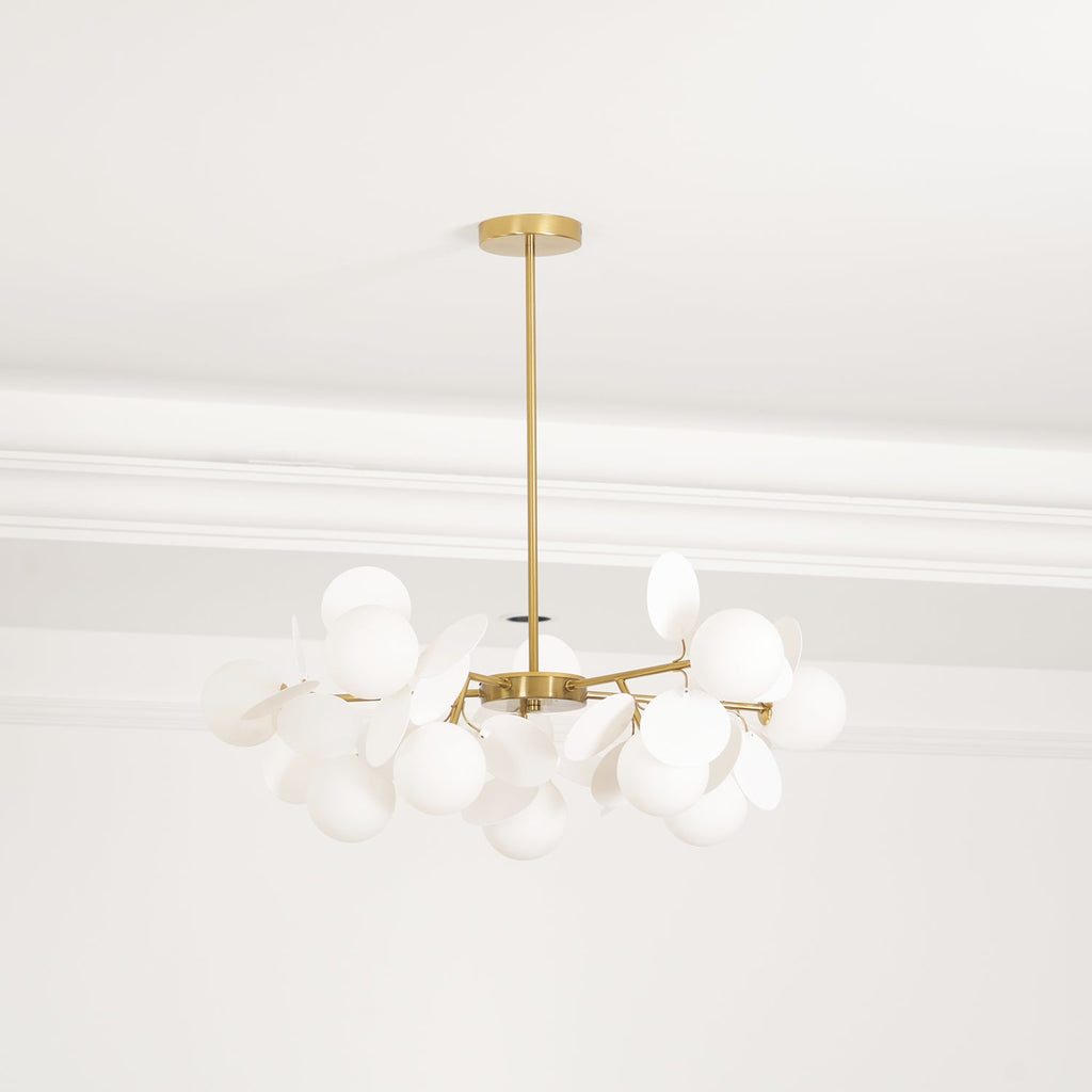 Lustra Chandelier Arbre Blanc Cassé à Huit Abat-jours Ouverts - Neutralighting