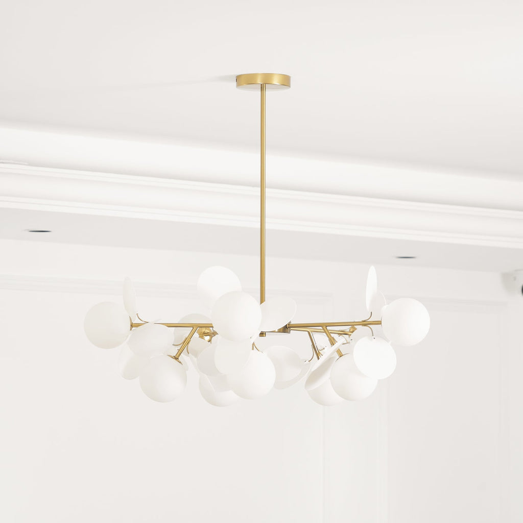 Lustra Chandelier Arbre Blanc Cassé à Huit Abat-jours Ouverts - Neutralighting