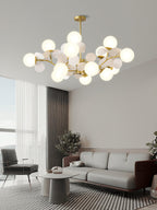 Lustra Chandelier Arbre Blanc Cassé à Huit Abat-jours Ouverts - Neutralighting