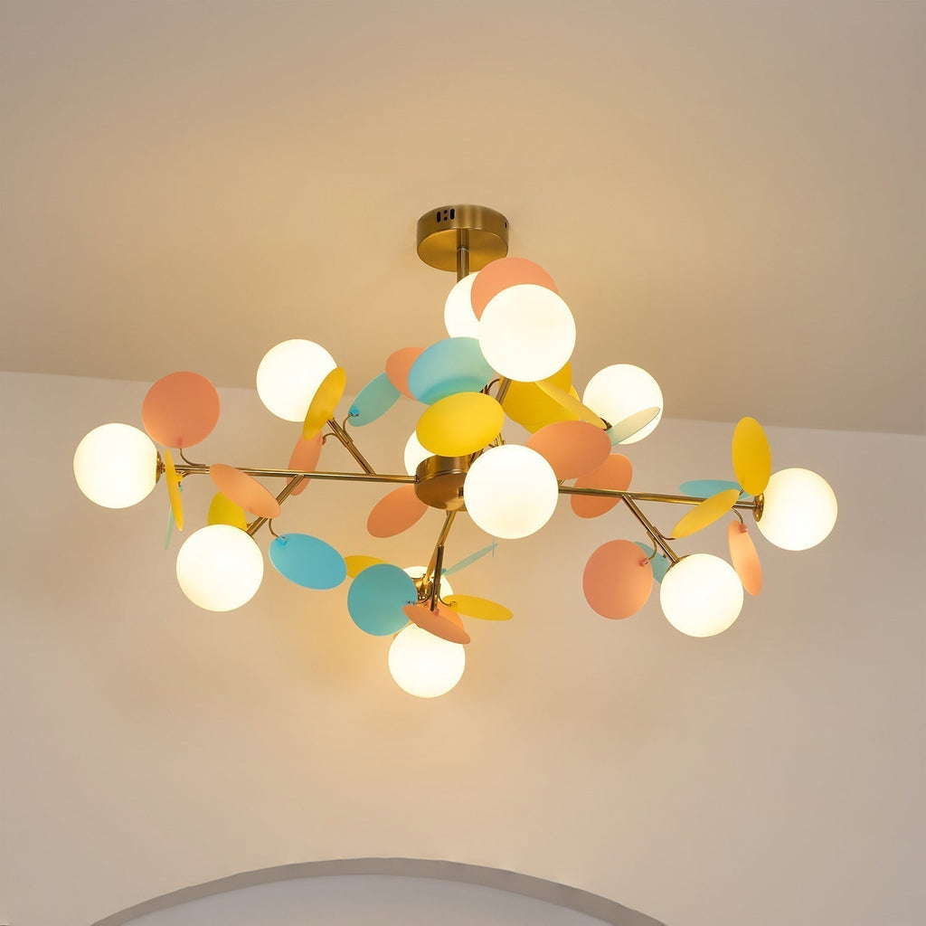Lustra Chandelier Arbre Blanc Cassé à Huit Abat-jours Ouverts - Neutralighting