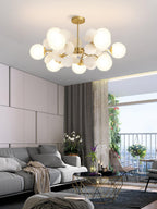 Lustra Chandelier Arbre Blanc Cassé à Huit Abat-jours Ouverts - Neutralighting