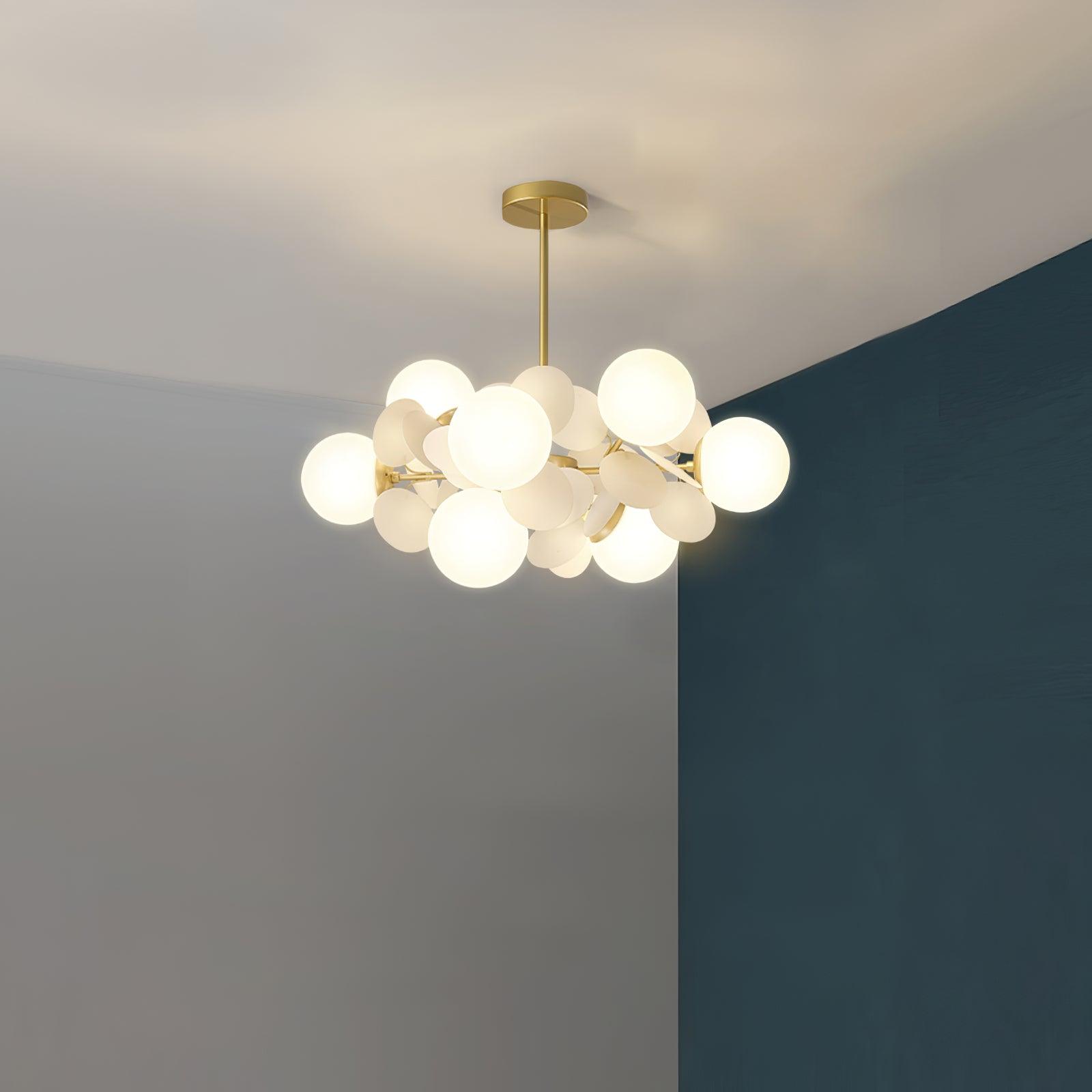Lustra Chandelier Arbre Blanc Cassé à Huit Abat-jours Ouverts - Neutralighting