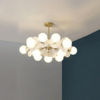 Lustra Chandelier Arbre Blanc Cassé à Huit Abat-jours Ouverts - Neutralighting