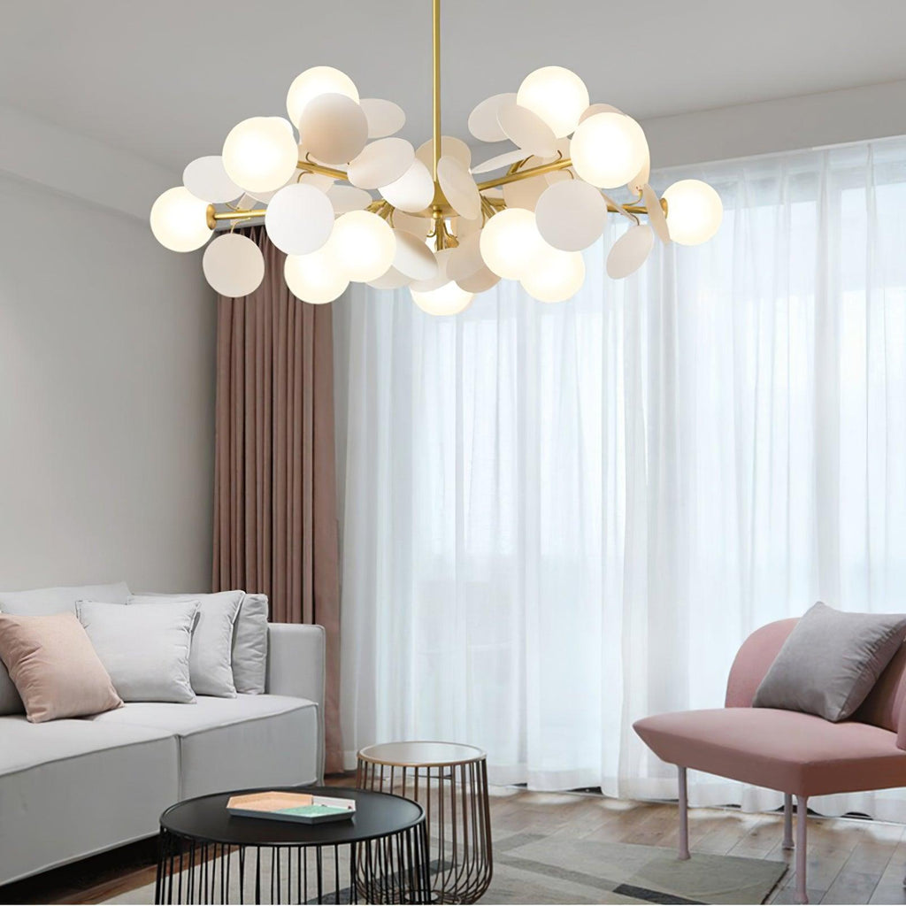 Lustra Chandelier Arbre Blanc Cassé à Huit Abat-jours Ouverts - Neutralighting