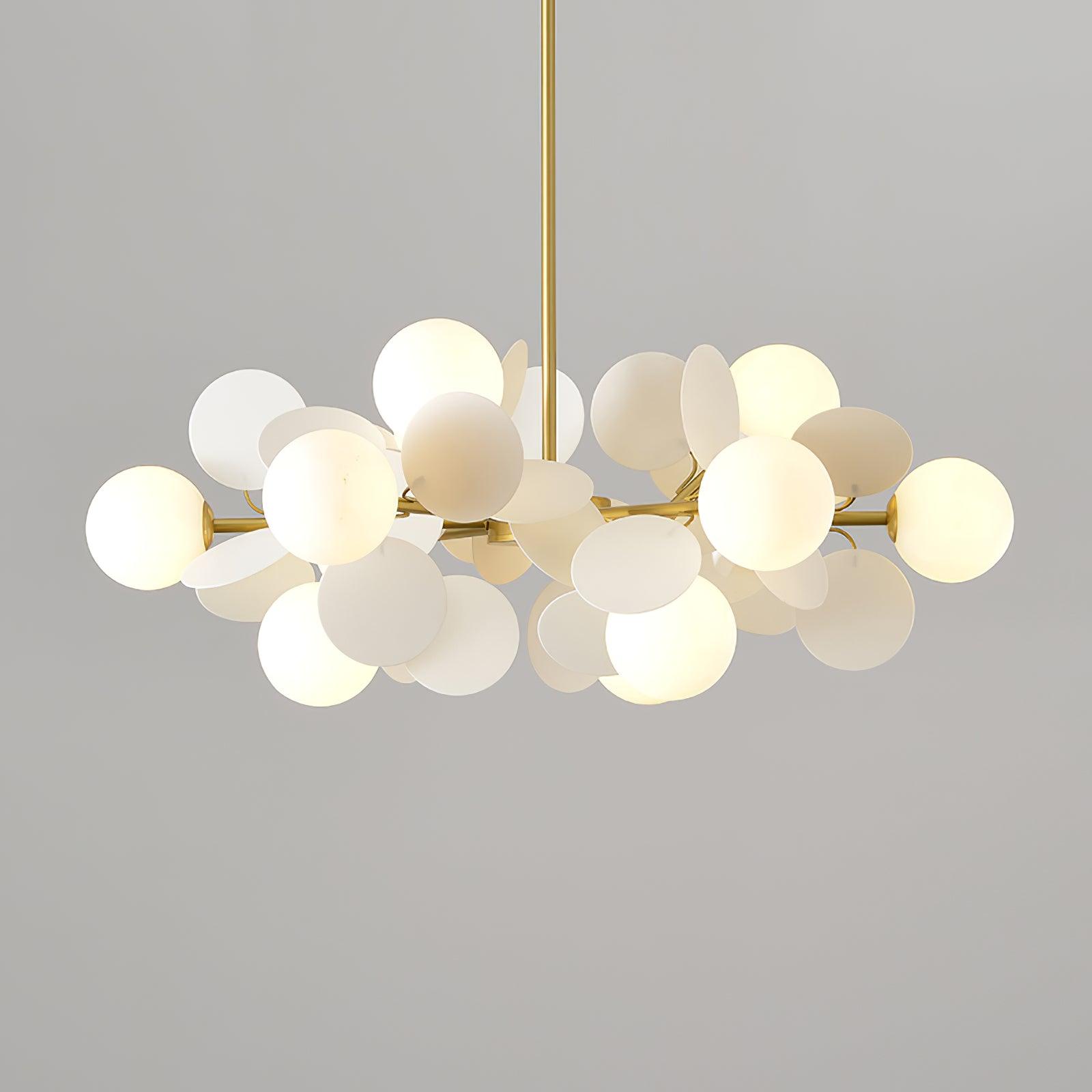 Lustra Chandelier Arbre Blanc Cassé à Huit Abat-jours Ouverts - Neutralighting