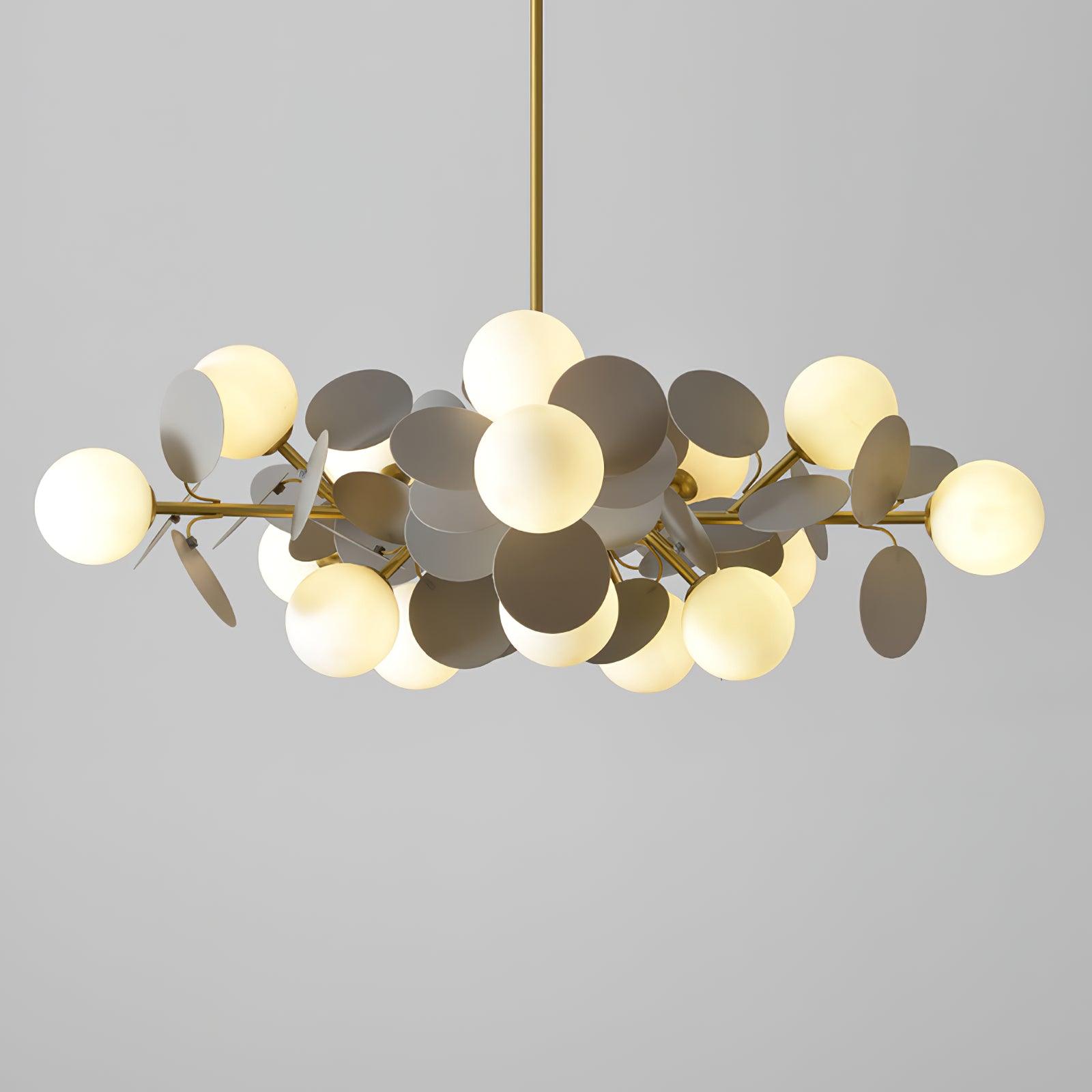Lustra Chandelier Arbre Blanc Cassé à Huit Abat-jours Ouverts - Neutralighting