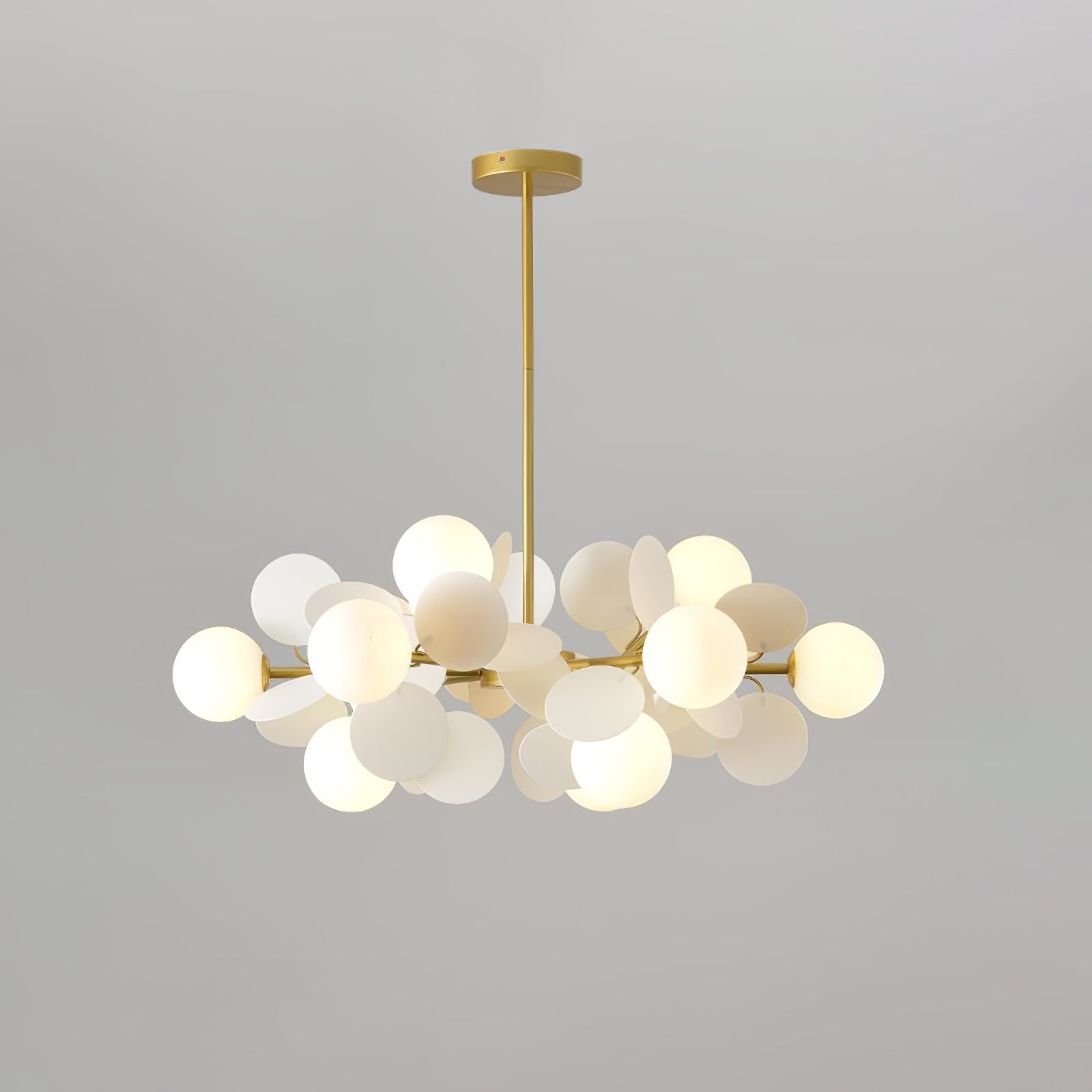 Lustra Chandelier Arbre Blanc Cassé à Huit Abat-jours Ouverts - Neutralighting