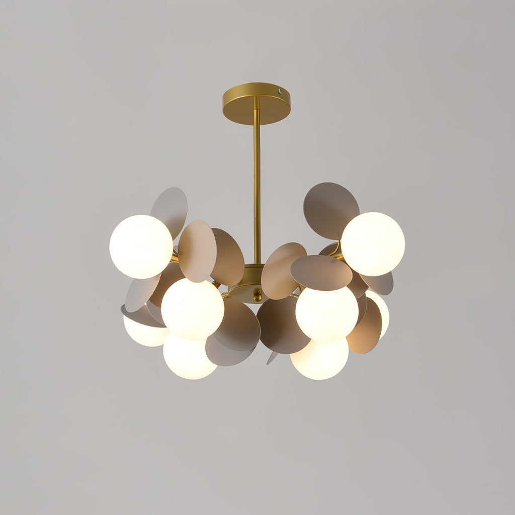 Lustra Chandelier Arbre Blanc Cassé à Huit Abat-jours Ouverts - Neutralighting