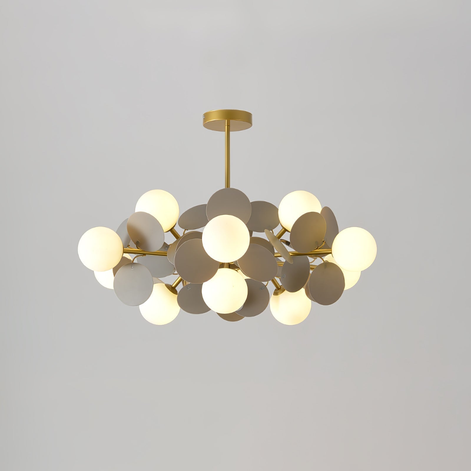 Lustra Chandelier Arbre Blanc Cassé à Huit Abat-jours Ouverts - Neutralighting