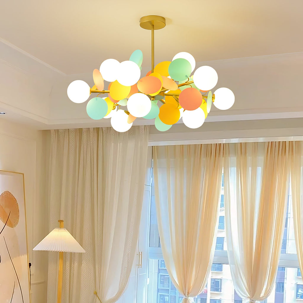 Lustra Chandelier Arbre Blanc Cassé à Huit Abat-jours Ouverts - Neutralighting