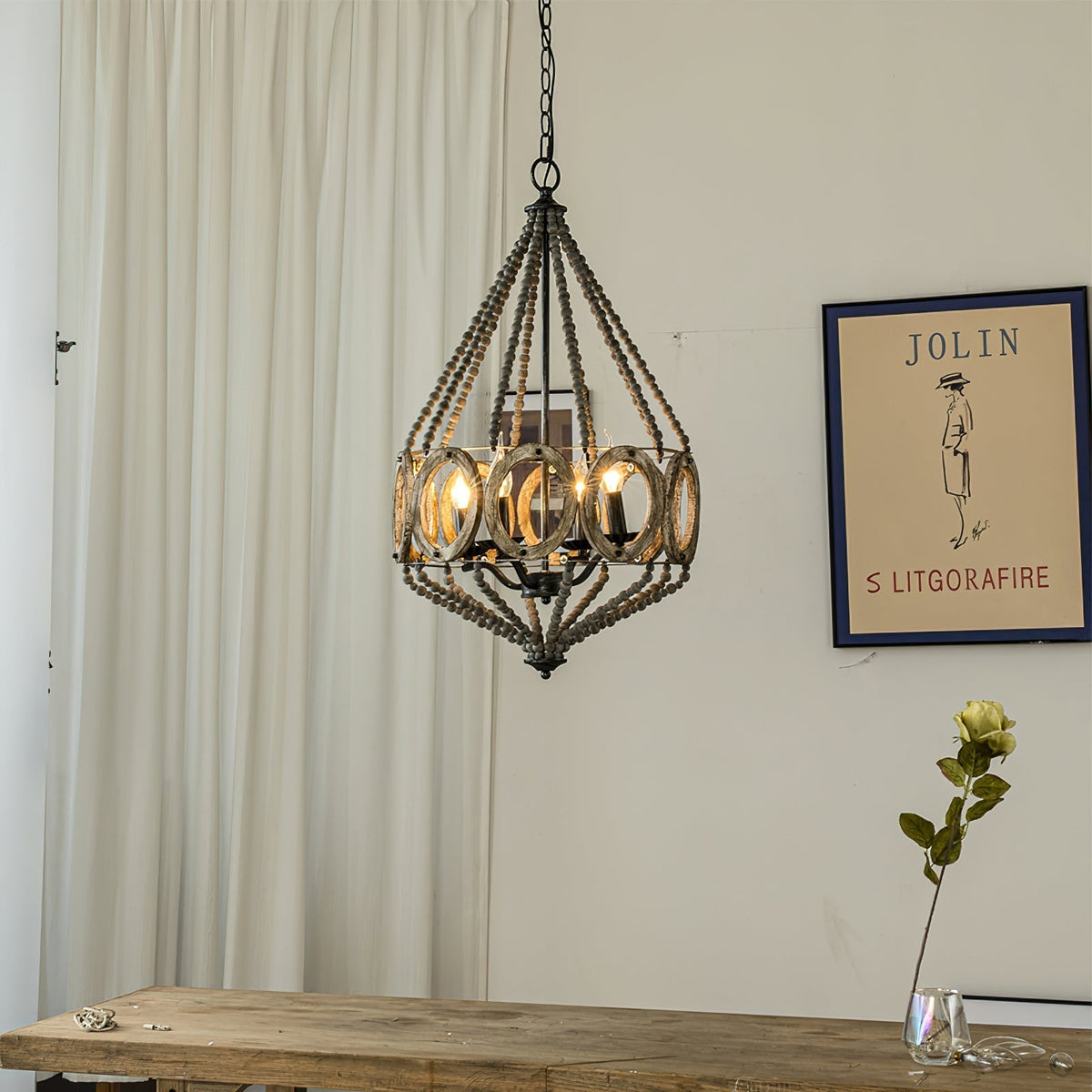 Zasorila Lustre Vintage en Bois et Métal - Neutralighting