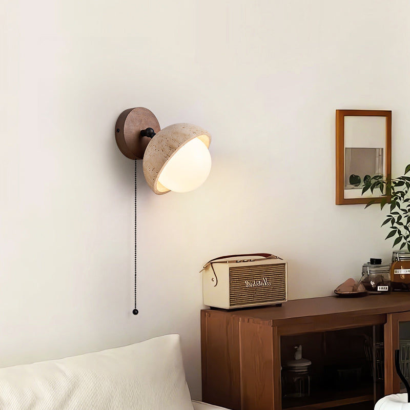 Myrinir Applique Murale Moderne Minimaliste en Bois et Travertin - Neutralighting