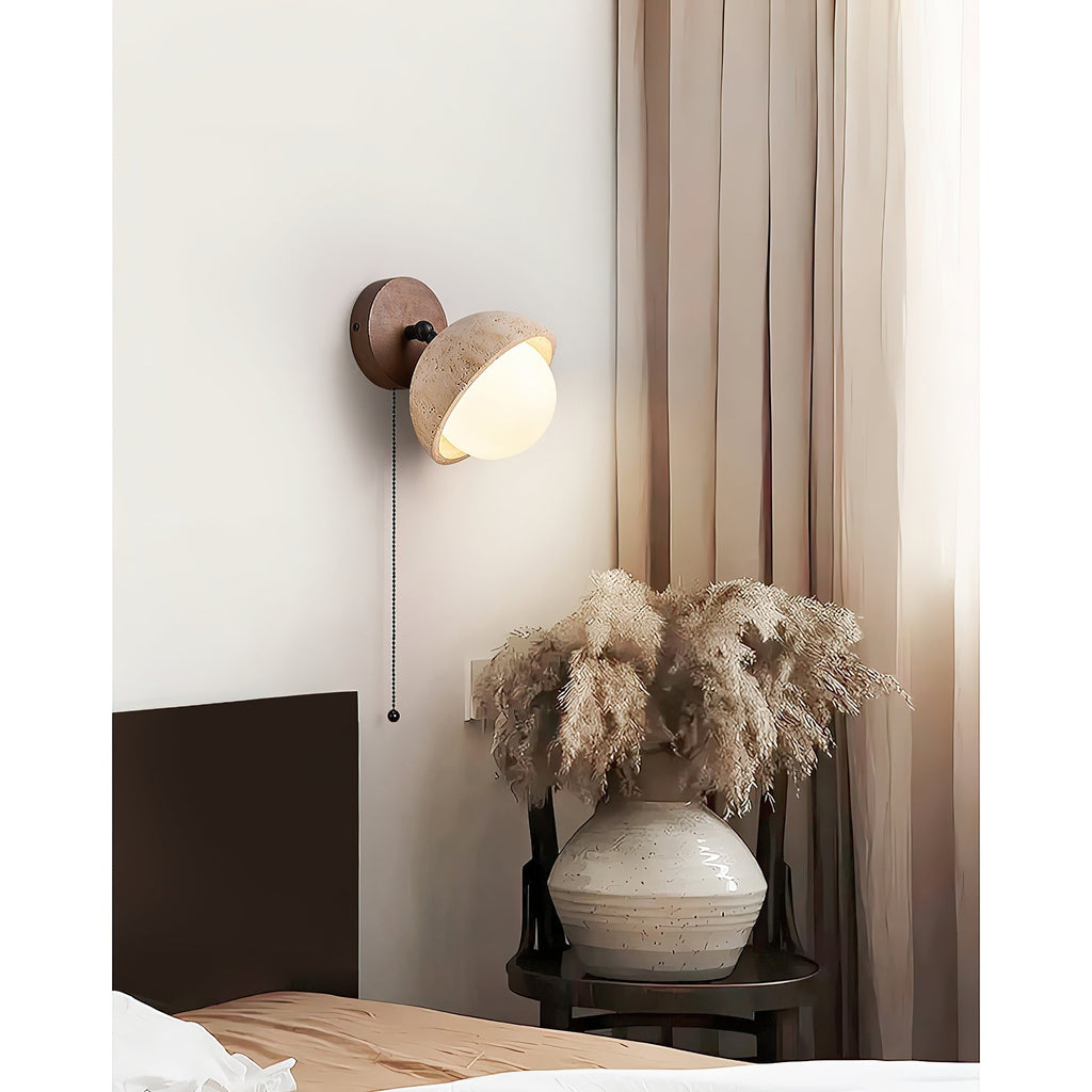 Myrinir Applique Murale Moderne Minimaliste en Bois et Travertin - Neutralighting