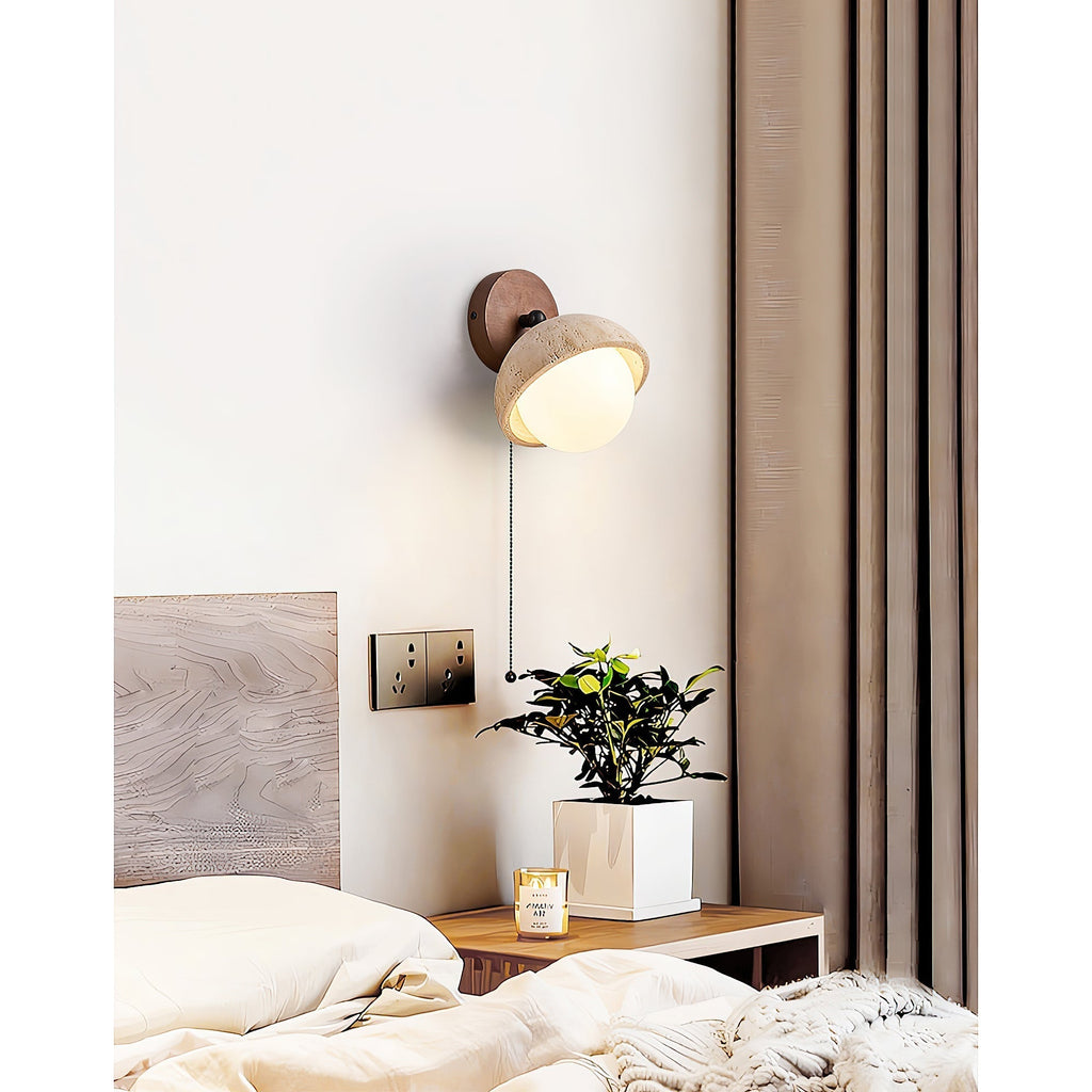 Myrinir Applique Murale Moderne Minimaliste en Bois et Travertin - Neutralighting