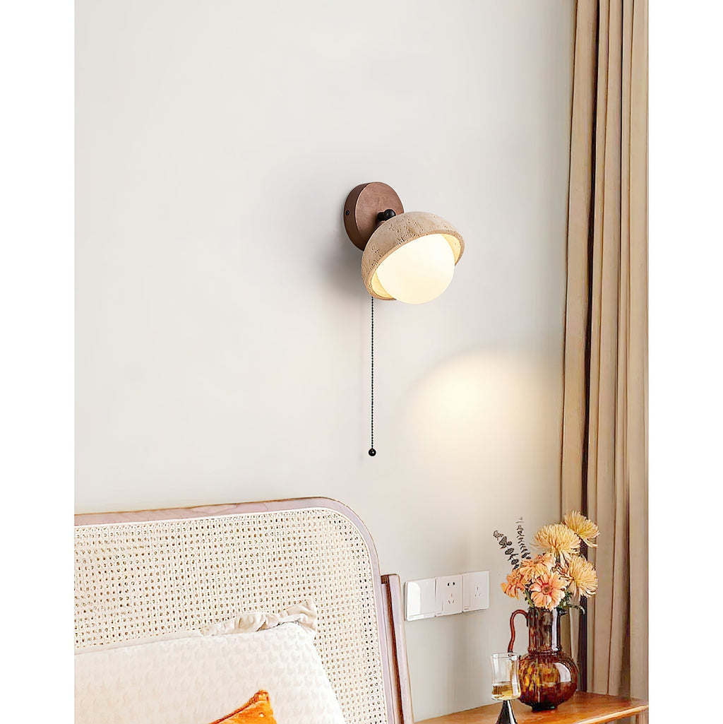 Myrinir Applique Murale Moderne Minimaliste en Bois et Travertin - Neutralighting