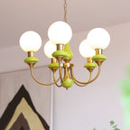 Lustra Chandelier Abat-jours Verts Bras Courbés en Or - Neutralighting