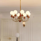 Lustra Chandelier Abat-jours Verts Bras Courbés en Or - Neutralighting
