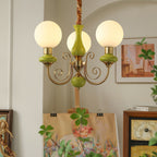 Lustra Chandelier Abat-jours Verts Bras Courbés en Or - Neutralighting