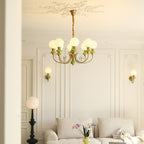 Lustra Chandelier Abat-jours Verts Bras Courbés en Or - Neutralighting