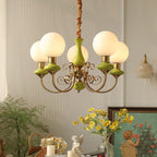 Lustra Chandelier Abat-jours Verts Bras Courbés en Or - Neutralighting