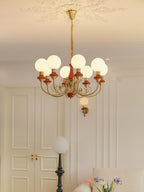 Lustra Chandelier Abat-jours Verts Bras Courbés en Or - Neutralighting