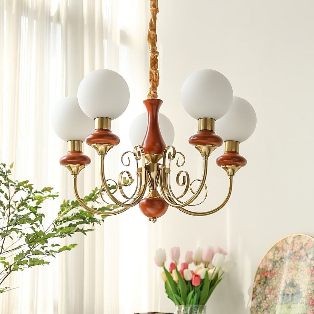 Lustra Chandelier Abat-jours Verts Bras Courbés en Or - Neutralighting