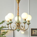 Lustra Chandelier Abat-jours Verts Bras Courbés en Or - Neutralighting