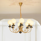 Lustra Chandelier Abat-jours Verts Bras Courbés en Or - Neutralighting