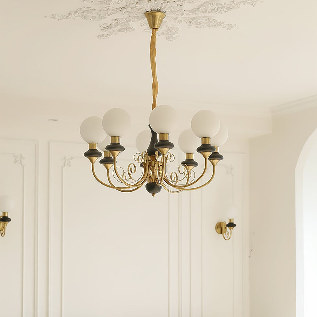 Lustra Chandelier Abat-jours Verts Bras Courbés en Or - Neutralighting