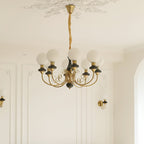 Lustra Chandelier Abat-jours Verts Bras Courbés en Or - Neutralighting