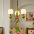 Lustra Chandelier Abat-jours Verts Bras Courbés en Or - Neutralighting