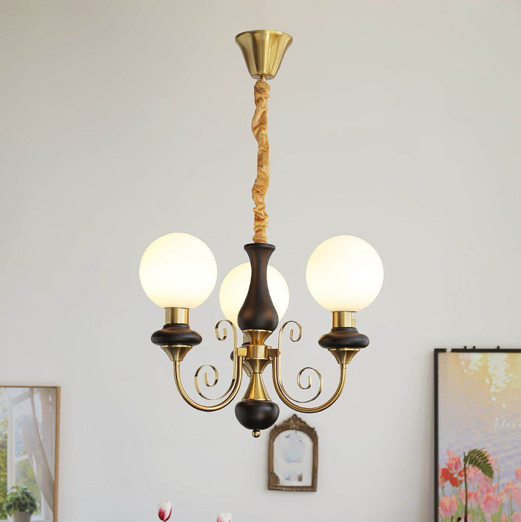 Lustra Chandelier Abat-jours Verts Bras Courbés en Or - Neutralighting