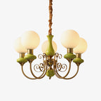 Lustra Chandelier Abat-jours Verts Bras Courbés en Or - Neutralighting