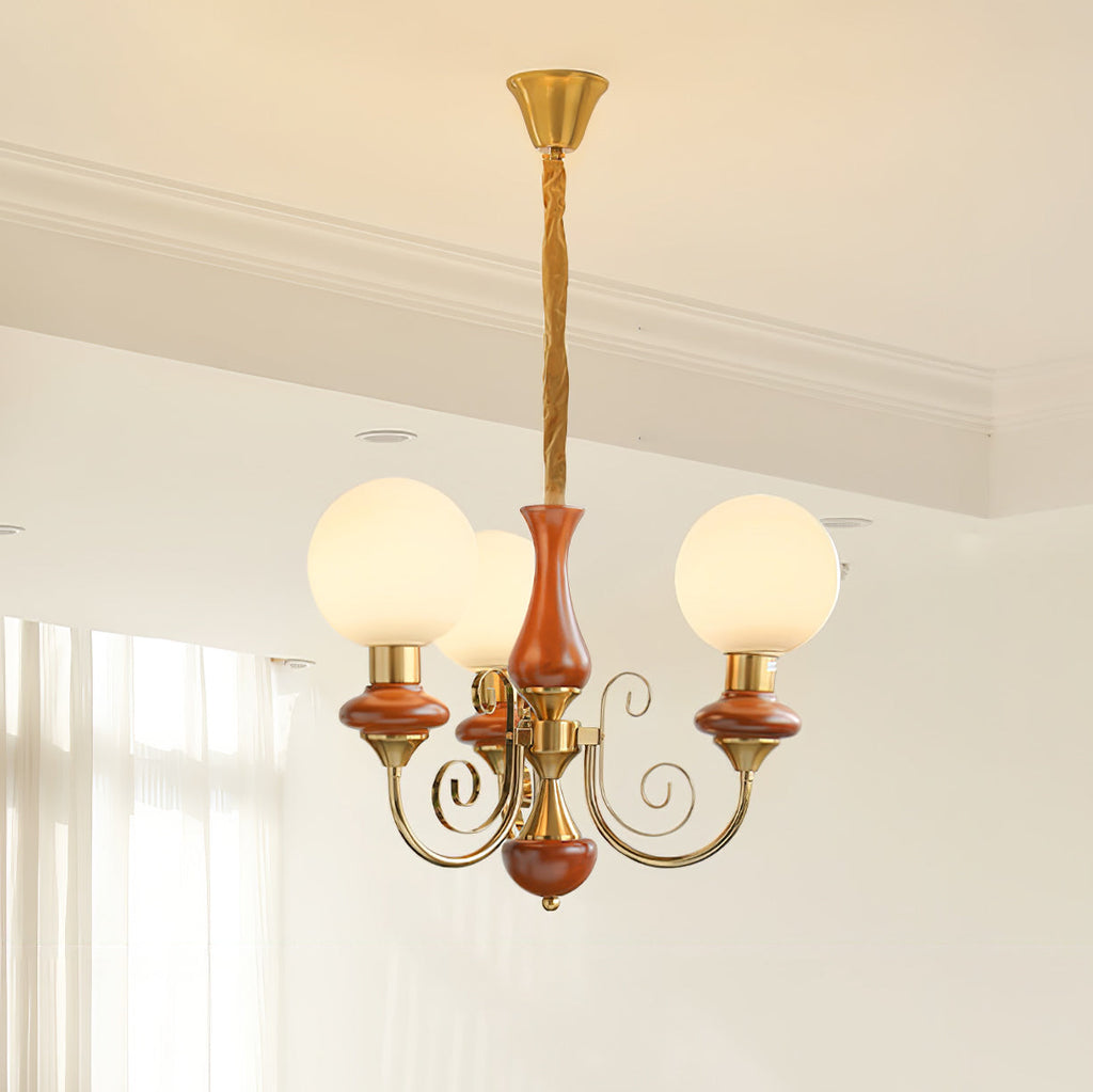 Lustra Chandelier Abat-jours Verts Bras Courbés en Or - Neutralighting