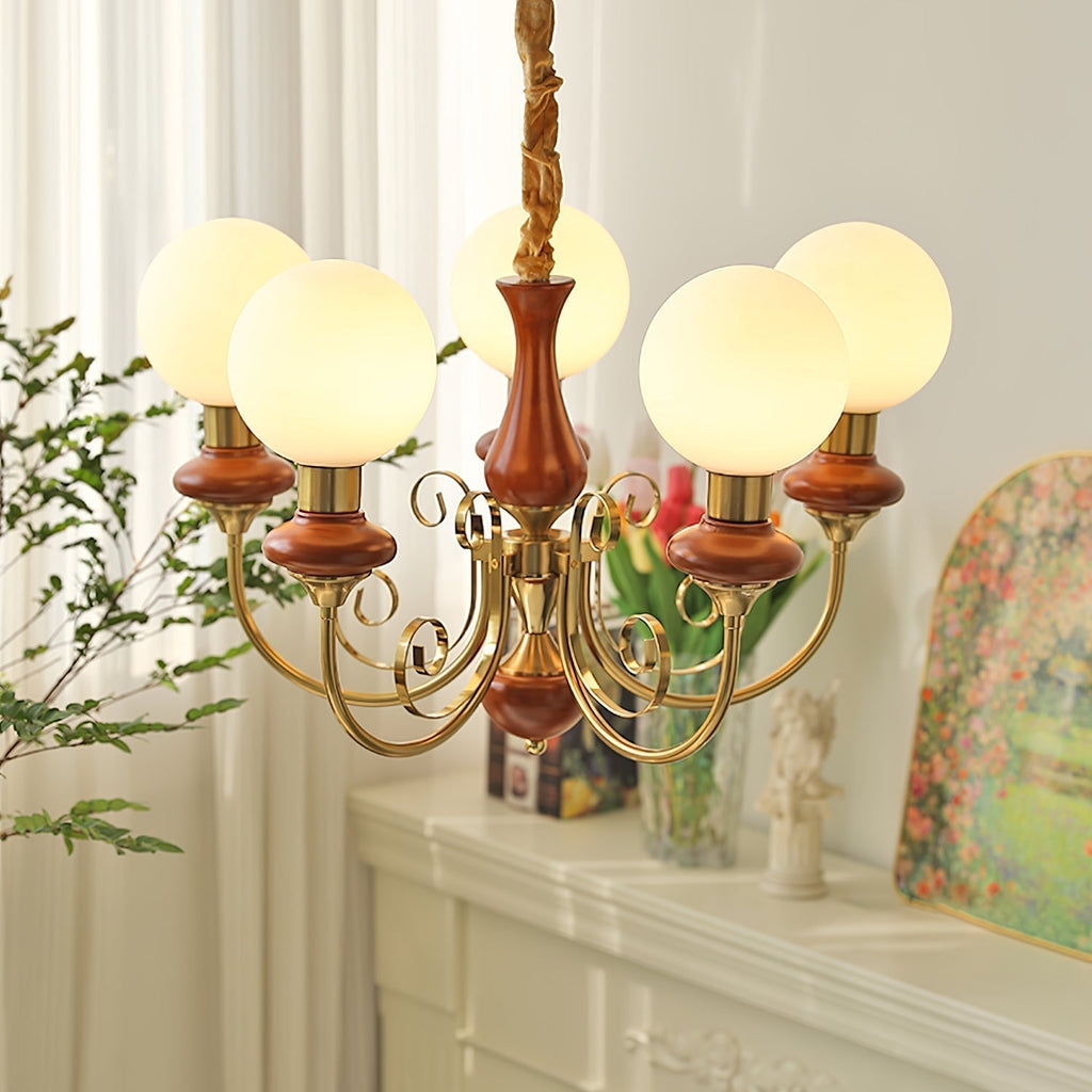 Lustra Chandelier Abat-jours Verts Bras Courbés en Or - Neutralighting