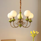 Lustra Chandelier Abat-jours Verts Bras Courbés en Or - Neutralighting