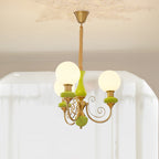 Lustra Chandelier Abat-jours Verts Bras Courbés en Or - Neutralighting