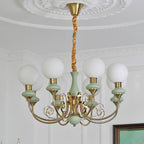 Lustra Chandelier Abat-jours Verts Bras Courbés en Or - Neutralighting